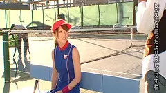 Tennis playing Japanese slut blows multiple men on the court