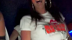 When things get crazy these party girls get naked on stage