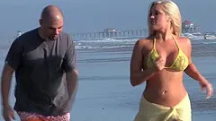 Beach babe loves flirting with strangers and making them cum