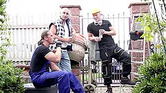 She got three men to play with her sexy naked body