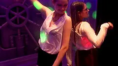 Pretty ladies give in to hardcore doggystyle pounding at the club