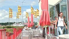 Hot sexual fuck in the car in open