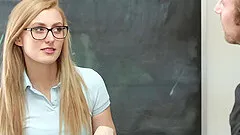 Inexperienced slim teen girl taught how to please a man