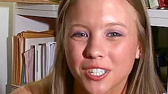 Blonde teenage hottie stripping naked and showing her natural boobs