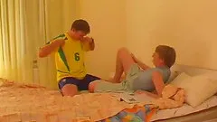 Short haired milf in glasses enjoys fucking younger guys hardcore