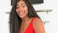 Amazing brown skinned babe with a smooth pussy likes interracial sex