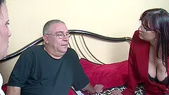 Horny chubby bitches suck off and ride an older man's dick
