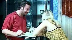 Lingerie clad milf in glasses moans as her pussy gets licked then screwed in an epic foursome