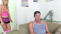 Shy, innocent college girl gets her mouth fucked hard