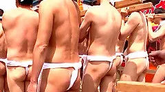 Spit roasted Japanese slut services two fuck sticks outdoors