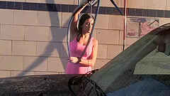 A sexy car wash is foreplay for cum craving slut Nadia Capri