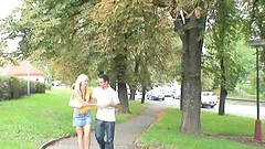 This daring couple strips down and fucks next to the freeway