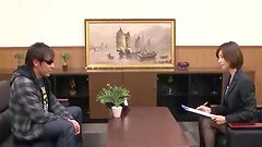 Gorgeous Japanese lady enjoys a steamy fingering in the office by her client