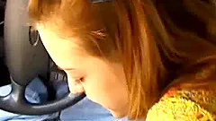 Amateur blowjob in a car with naughty teen Tabitha