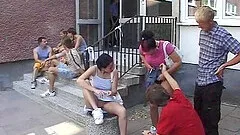 Wild college girls fucking like crazy out in public