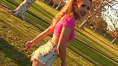 Hot chicks meet on a date in the park and get naughty at home