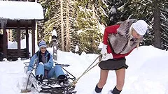 Icy enjoyment for the lesbian couple