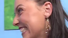 Tattooed brunette blows cock and rammed missionary style in cuckold action