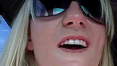 Ashley Fires masturbates in her car and gives some road head