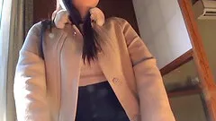 Japanese milf bends over doggy style for a rear penetration outdoors