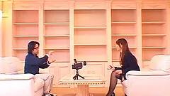 Long haired Japanese interviewee delivers an amazing handjob