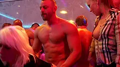 Drunk sluts can't keep their mouths off male stripper's cocks