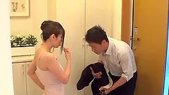 Lustful Japanese couple fucking doggy style in the bathroom
