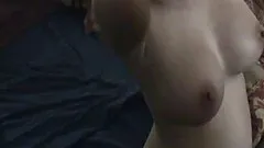 Cumshot across the chest of his curvy amateur girlfriend