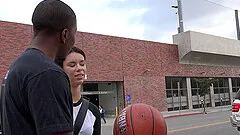 Dainty brunette teen with natural tits getting her pussy jammed by a big black cock