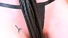 Kinky bitch wearing sunglasses fucks her cunt with a toy in solo clip