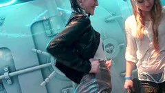 Stunning girls twerk their asses fiercely in a club party turned orgy