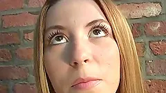 Redhead Lexi Leigh finger fucking pussy in public toilet