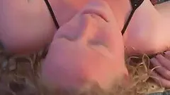 Chubby blonde gets her snatch fingered and fucked in interracial clip