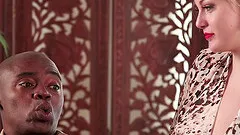 Buxom blonde porn star with a sexy ass enjoying a hardcore interracial fuck