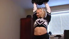 Curvy blonde cheerleader shows off her nice ass solo