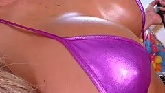 Beefy stud getting his anal pegged with a strap on dildo