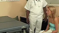 Accepting blonde in uniform getting her shaved pussy banged hardcore in interracial sex