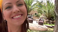Alluring babes with big nipples getting her pussy fingered in reality shoot outdoor