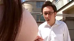 Nice ass Japanese babe takes a cumshot after an orgasmic doggy style drilling