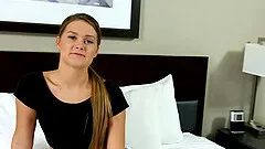 Desirous amateur getting drilled hardcore in hot bed sex shoot