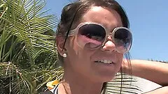 Blonde in glasses gets face fucked hardcore as she rubs her pussy using a vibrator