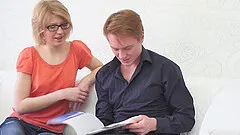 Icy hot teen in glasses enjoys getting bonked doggy style