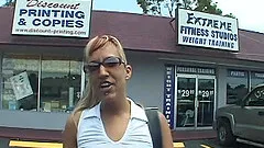 Horny amateur chick getting fucked and jizzed in the car