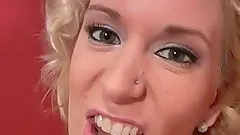Blonde in high heels yelling while getting banged hardcore in interracial ffm sex