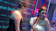 Crazy party girls suck and fuck guys at a wild dance party