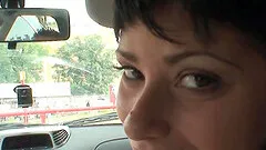 Horny babe takes a hard cock in her pussy in public