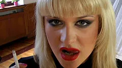 Charming porn star with shaved pussy gets her anal plumbed in an interracial POV