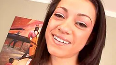 Attractive brunette being pounded hardcore before getting facial cumshot