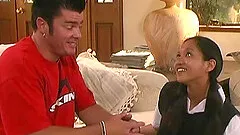 Loni gets pussy banged and facial cumshot in the couch