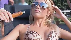 Blonde on vacation is quite the party slut that loves dick